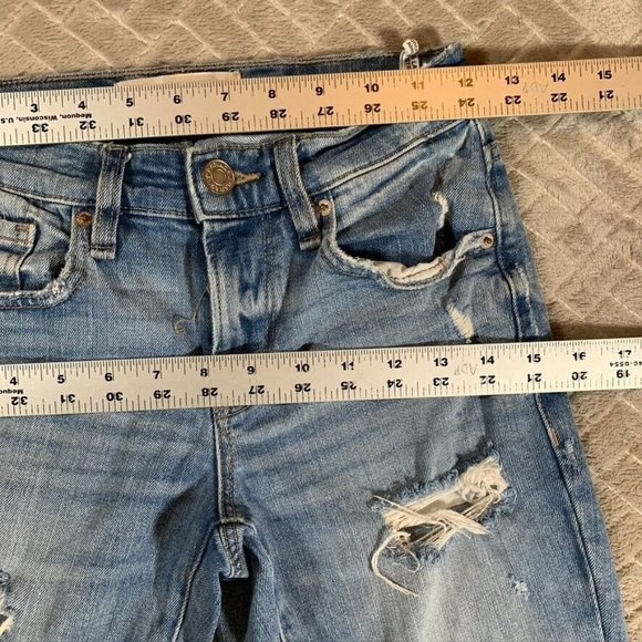 Garage Womens 00 Denim Jeans Blue Ankle Straight Distressed Light Wash Low Rise - Picture 7 of 12